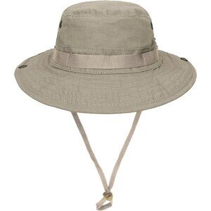 Unisex Sand Wide Brim Loops Buckle With Chin Strap Adjustable Classic Boonie Hat